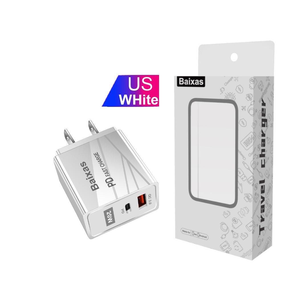 Быстрое зарядное устройство QC3.0+PD: Мультивольтажный USB 5В/9В/12В, совместимый с EU/UK/AU