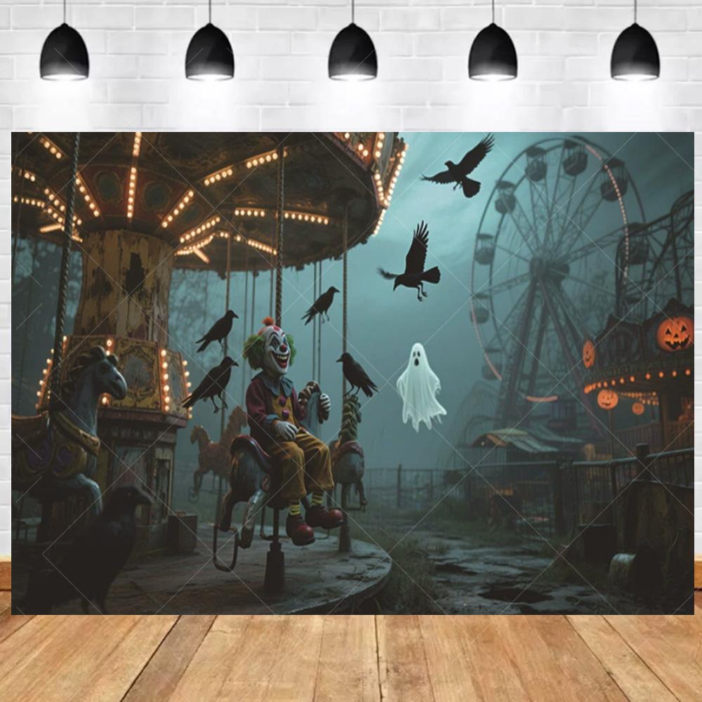 1pc Horro Halloween Party Backdrop with Evil Werewolf Skeleton Pumpkin Waterproof Banner for Halloween Themed Party Decoration
