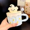 Cartoon Three Dimensional Puppy Lid Ceramic Cup with Spoon Cute Children's Household Mug Breakfast Milk Cup Souvenir