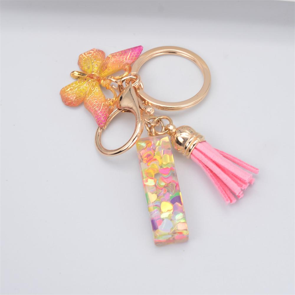 Fashion DIY A-Z Letters keychain Metal Holder Pendent Key Chain Women Car Key Ring Simple Letter Key Party Gift Jewelry