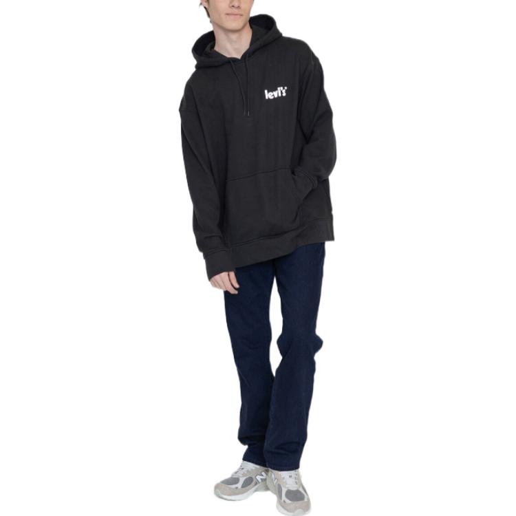 Худи Levis с однотонным логотипом на шнурке для мужчин, черное 38479-0088