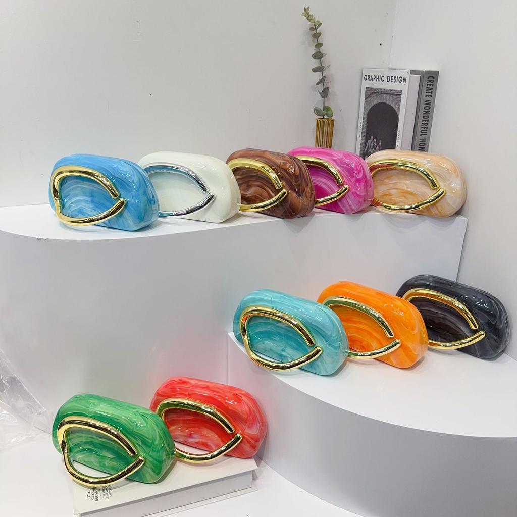 Трендовый классический круглый клатч-бокс, вечерняя сумка, акриловая сумка, винтажная металлическая ручка, кроссбоди на одно плечо