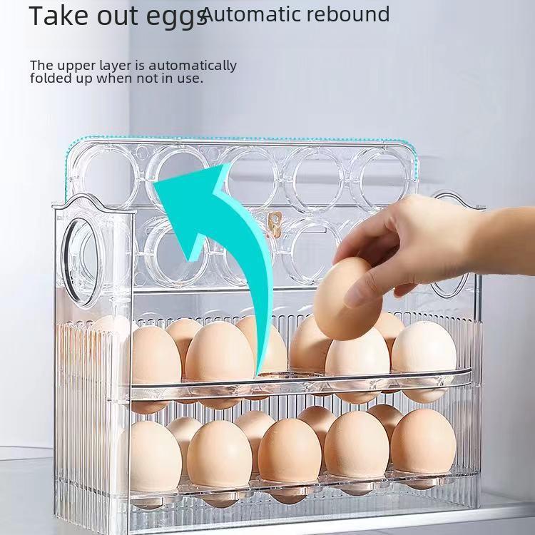 Ящик для хранения яиц на дверце холодильника с автоматическим откидным лотком