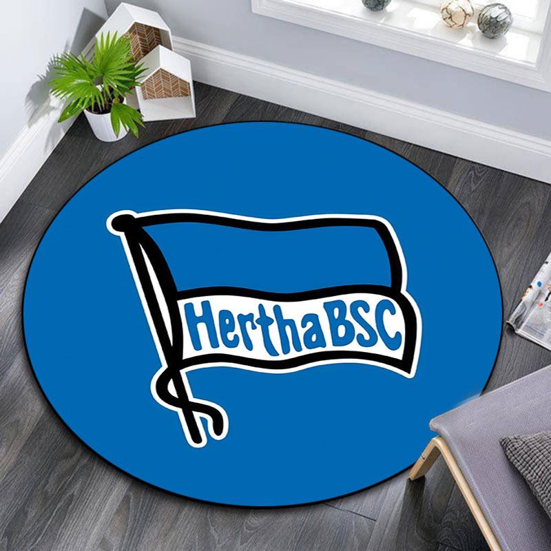 Круглый ковер с принтом Hertha BSC Berlin, Нескользящий моющийся круглый ковер для гостиной, спальни, игровой комнаты, Декор для спортивных болельщиков, Праздничный подарок на день рождения