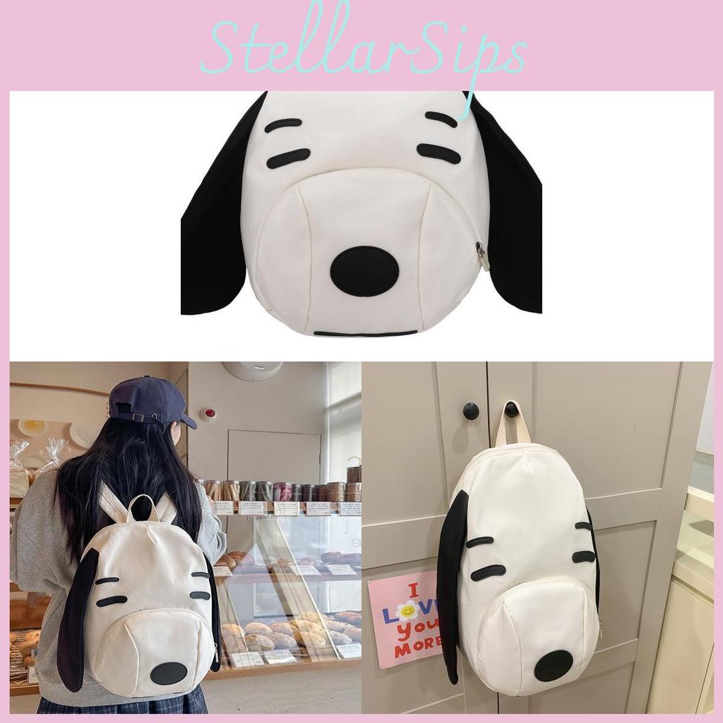 Snoopy Cartoon Backpack For Kids With Nylon And Laptop Storage