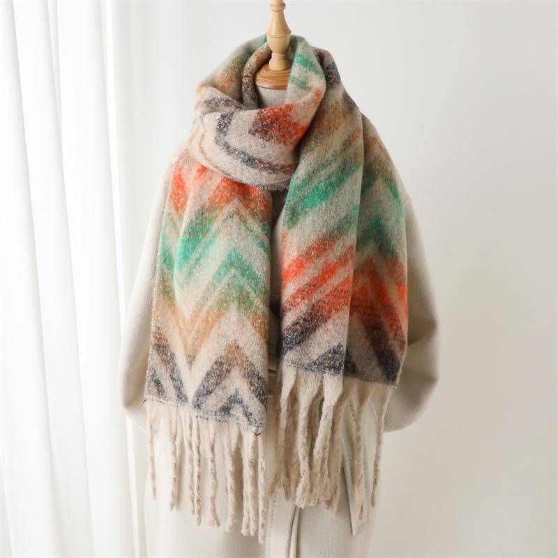 Fashion Winter Warm Women Scarf Soft Faux Cashmere Blanket Wrap Shawls Foulard Pashmina Neckerchief Poncho Tassel