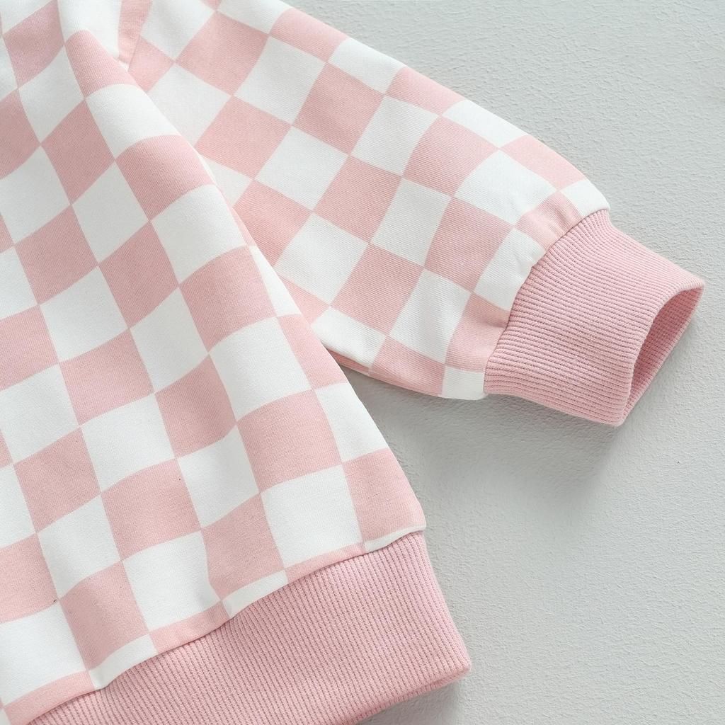 Комплект осенней одежды из 2 предметов для маленьких девочек и мальчиков, комплект спортивных штанов с капюшоном и длинными рукавами в клетку