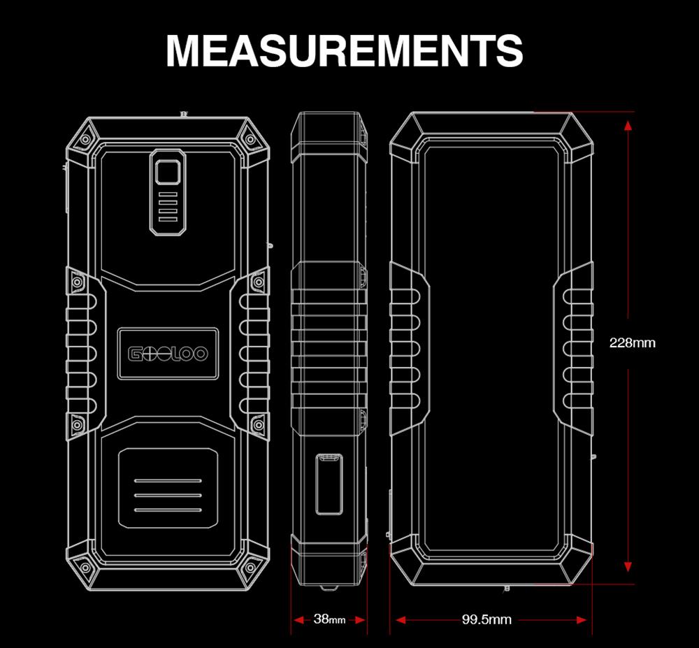 GOOLOO GP4000 PRO Jump Starter, блок питания 26800 мАч, пиковый ток 4000 А, выход постоянного тока 15 В, 10 А, белый светодиод 1 Вт, дизельный двигатель 10 л — вилка европейского стандарта