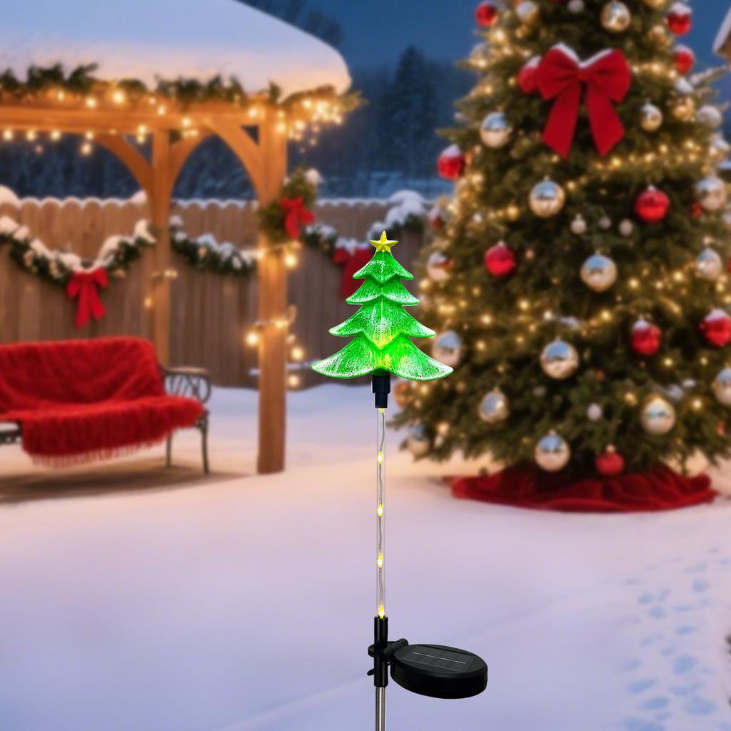 Рождественские солнечные садовые колышки в виде Санта-Клауса, лося и рождественской елки с 8 режимами освещения для наружного праздничного декора газона к Рождеству