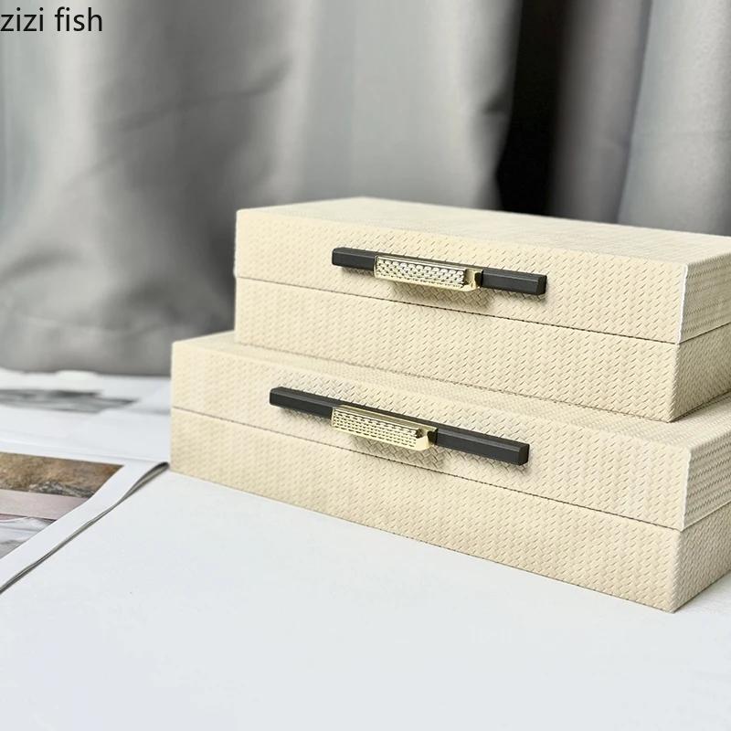 Leather Decoration Box Off White Jewelry Box Rectangle Storage Box Dressing Table Desktop Decoration Exquisite Home Decoration