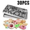 30Pcs/box Stainless Steel Sugar Biscuit Press Stamp Embosser Cookie Cutter DIY Fondant Cake Mold Pastry Decor Baking Accesories