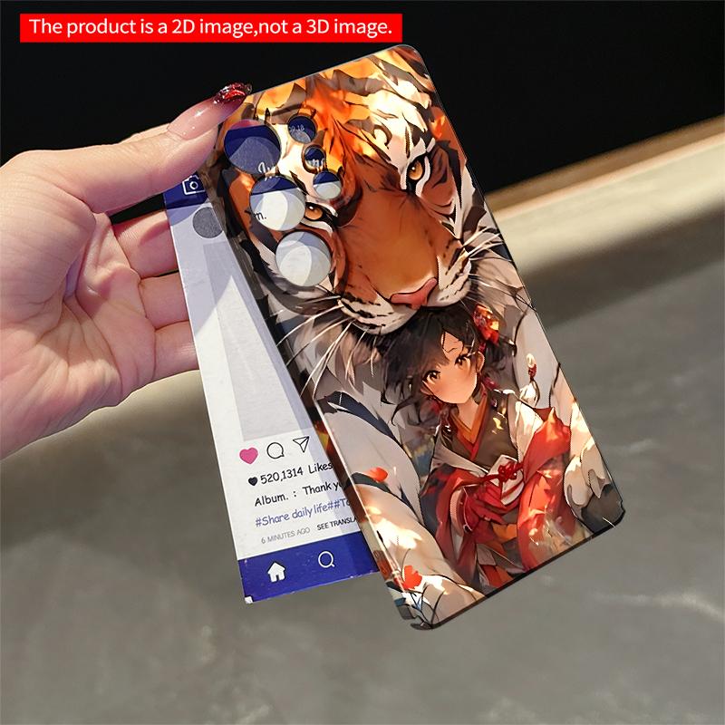 2DFlat Samsung phone case Tiger Guardian & Girl in Autumn Flowers Applicable to Galaxy S23 S24 S25ULTRA S26 A12 A14 A15 A16 A54 A55
