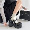 Black Retro Round Head Platform Small Leather Shoes Women's 2025 New Spring and Autumn Versatile Skirt High Heel Mary Jane Single Shoes