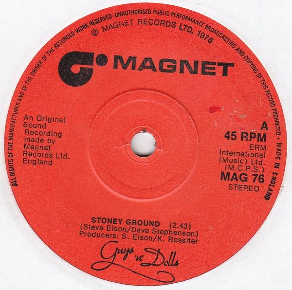 7-дюймовая пластинка GUYS 'N DOLLS - Stoney Ground MAG76 Магнит 1976 Великобритания Поп Б/У