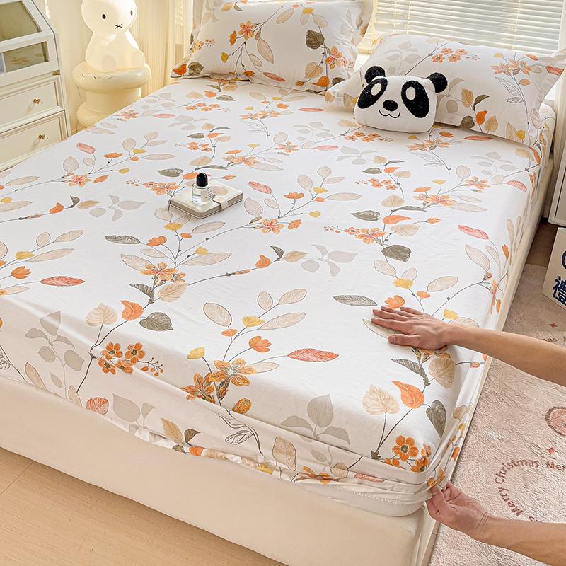 Комплект простыней на резинке из 3 предметов с красочными цветами и листьями, ботанический узор, 100% хлопок, приятный для кожи чехол для матраса, комплект постельного белья размера «queen size»