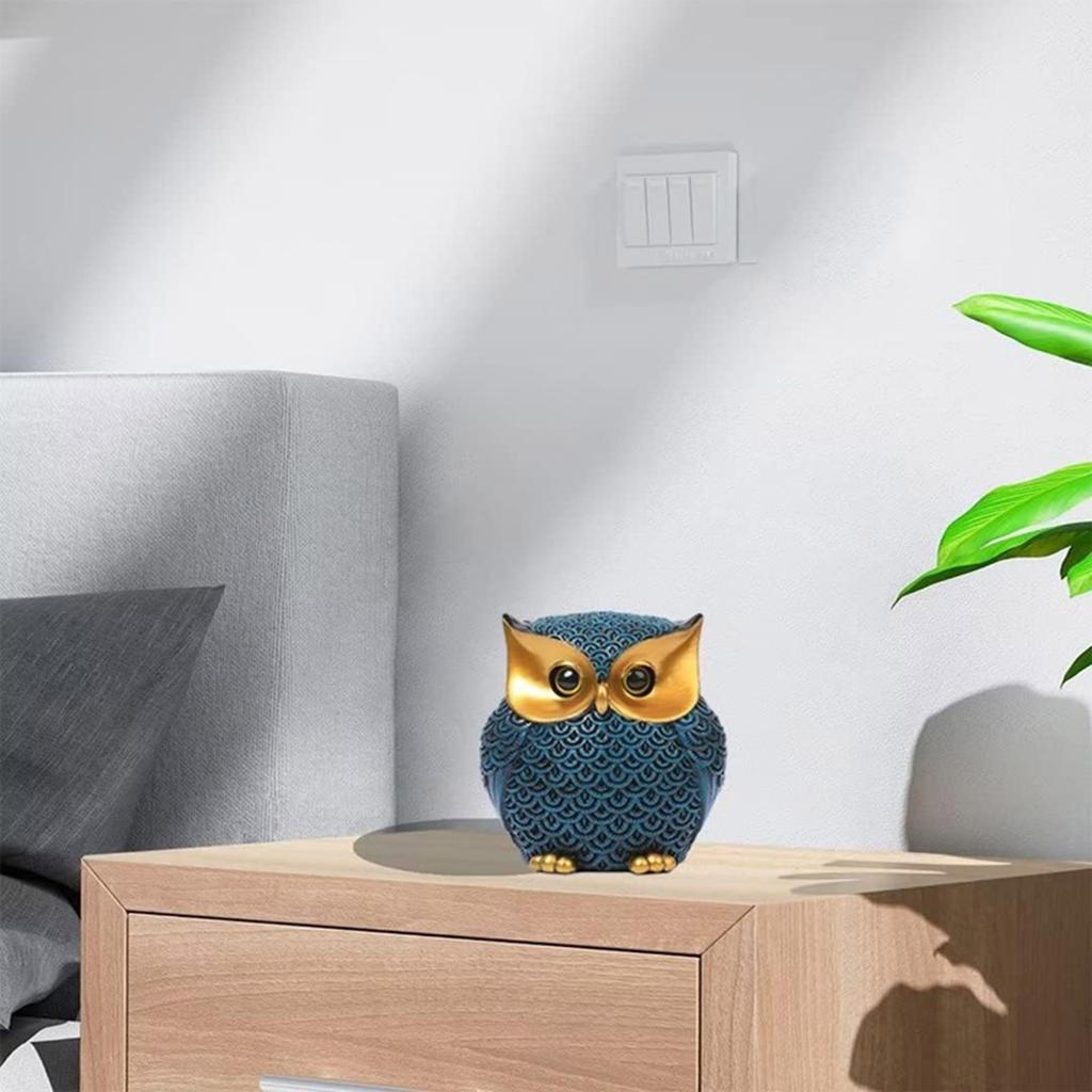 Owl Figurines Home Decor Accents Cute Small Animal Sculptures Vintage Owl Figurines for Bookshelf Bedroom Living Room