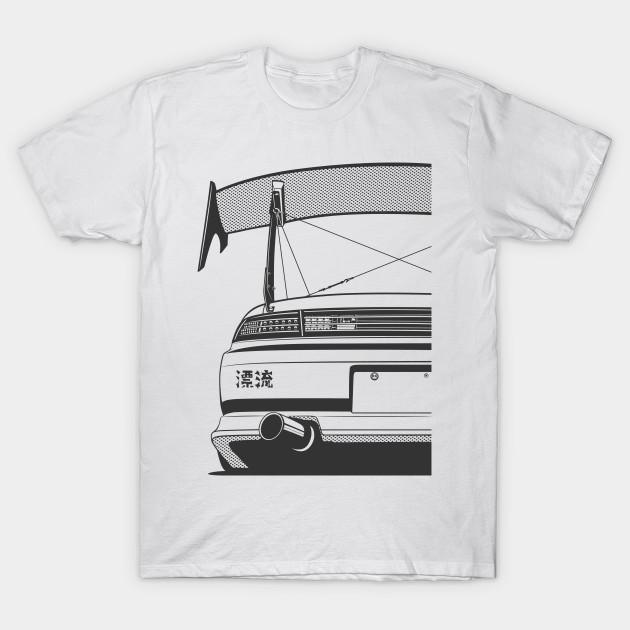 Asian Size Men Black Print T-shirt S14 Silvia Big Wing No-Cut Heat Transfer Print Cotton Tshirt