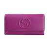 Gucci Длинный тисненый кожаный кошелек с логотипом женский розовый