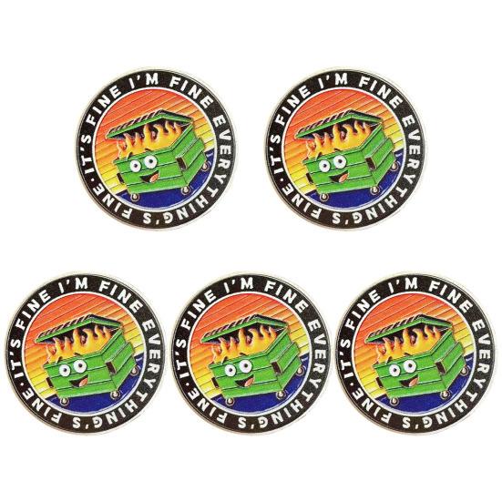 1/2/5 шт. монета в виде пламени мусорного контейнера, резная памятная медаль, медальон из металла, круглая коллекционная монета, украшение для домашнего офиса и стола