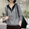 Весна Осень Поддельные Двойки Повседневные Модные Толстовки Женские Лоскутные Универсальные Толстовки на Молнии с Капюшоном