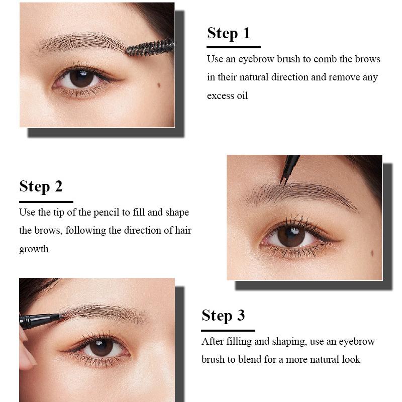Раздвоенный карандаш для бровей, 2-точечный карандаш для бровей Wild, длительный срок службы, легко держать в руке, татуировка для бровей, водостойкий, очень тонкий карандаш для бровей, черный
