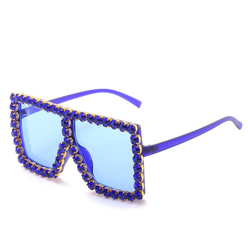 Новые oversized солнцезащитные очки с инкрустацией бриллиантами - Стильные европейские и американские большие квадратные оправы для женщин