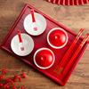 Chinese Wedding Toast Tea Set Wedding Bowls Chopsticks Tray Tea Set Red Joyful Ceramic Bowls Bridal Wedding Supplies Gifts