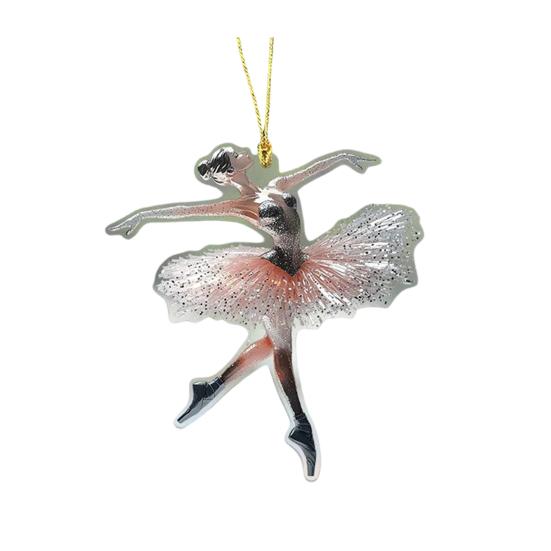 Sparkling Ballerina Christmas Ornament 2D Acrylic Hanging Decor for Tree Car Mirror Home Display Festive Dance Figure