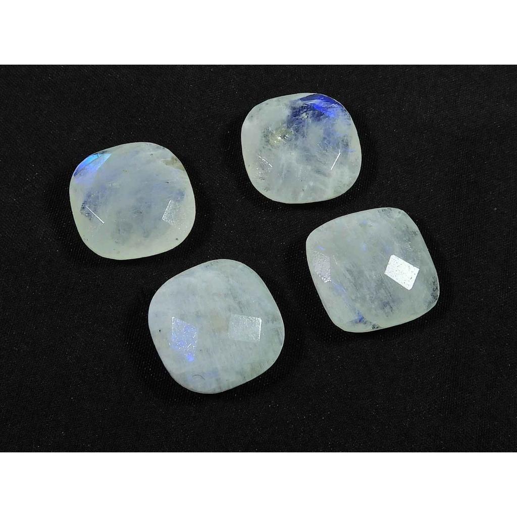 16X16ММ Натуральный Радужный Лунный Камень Бриолет Квадратный Свободный Драгоценный Камень Лот 4 Шт RML-911