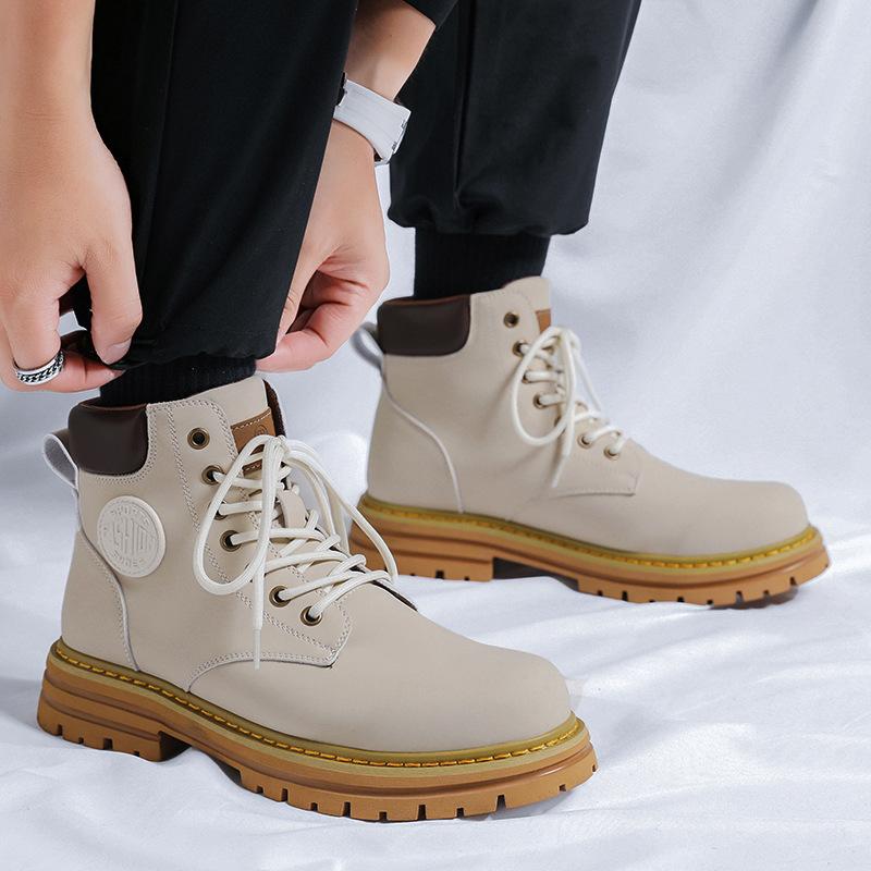 Пара резиновых ботинок для пары не отстой, бархатные ботинки с тиснением, универсальные мужские ботинки Мартина на толстой подошве, увеличивающие рост 6519-A