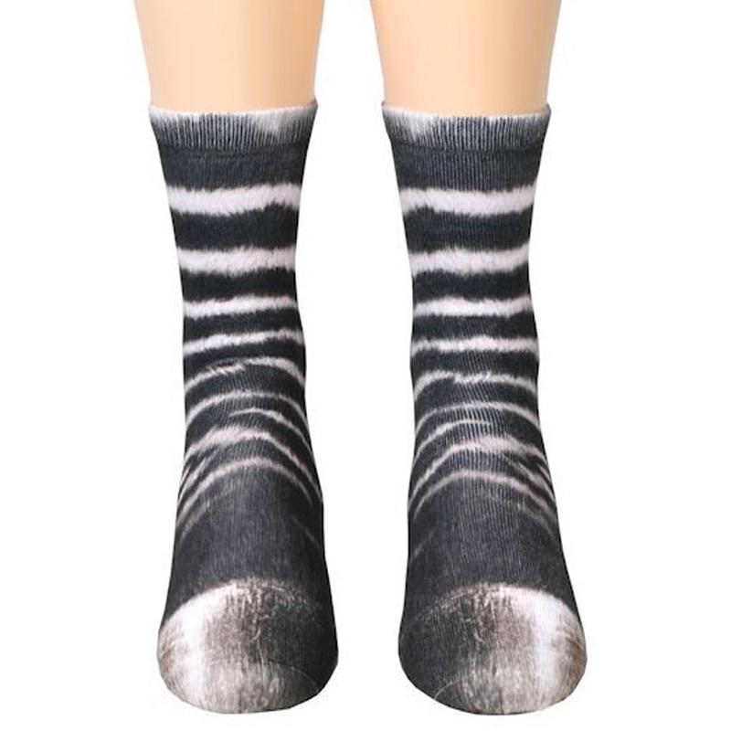 Unisex Adult Children 3D Print Animal Foot Hoof Paw Print Sock Novelty Crew Socks Tube Mid Stockings