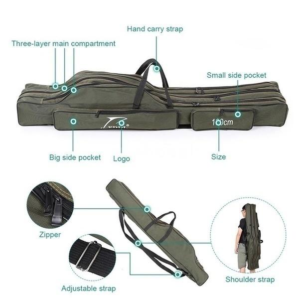 Outdoor Fishing Bag Portable Foldable Rod Reel Bag Pole Gear Tackle Tool Carry Case Carrier Travel Storage Camouflage Bags Organizer