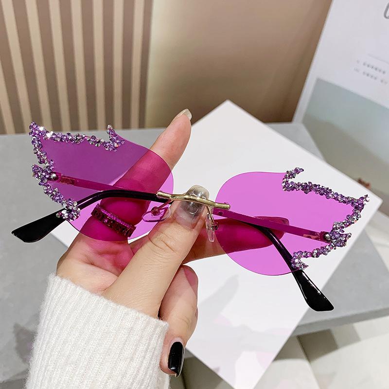 Солнцезащитные очки без оправы с бриллиантами Big Flame Personality Luxury Flash Diamond Sunglasses Halloween Sunglasses