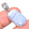 Подвеска из натурального голубого кружевного агата из стерлингового серебра 925 пробы 1,46 дюйма W1s32