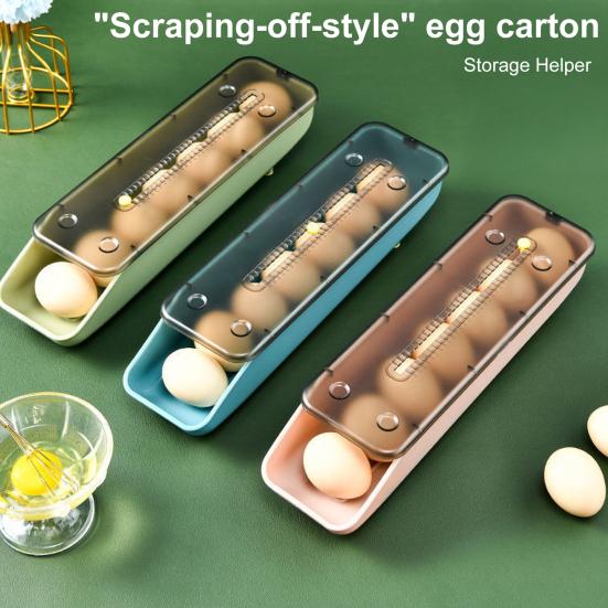 Контейнер для хранения яиц в холодильнике Большой вместимости Нескользящий Штабелируемый Дизайн Легко чистить Автоматический Раздвижной Диспенсер для яиц