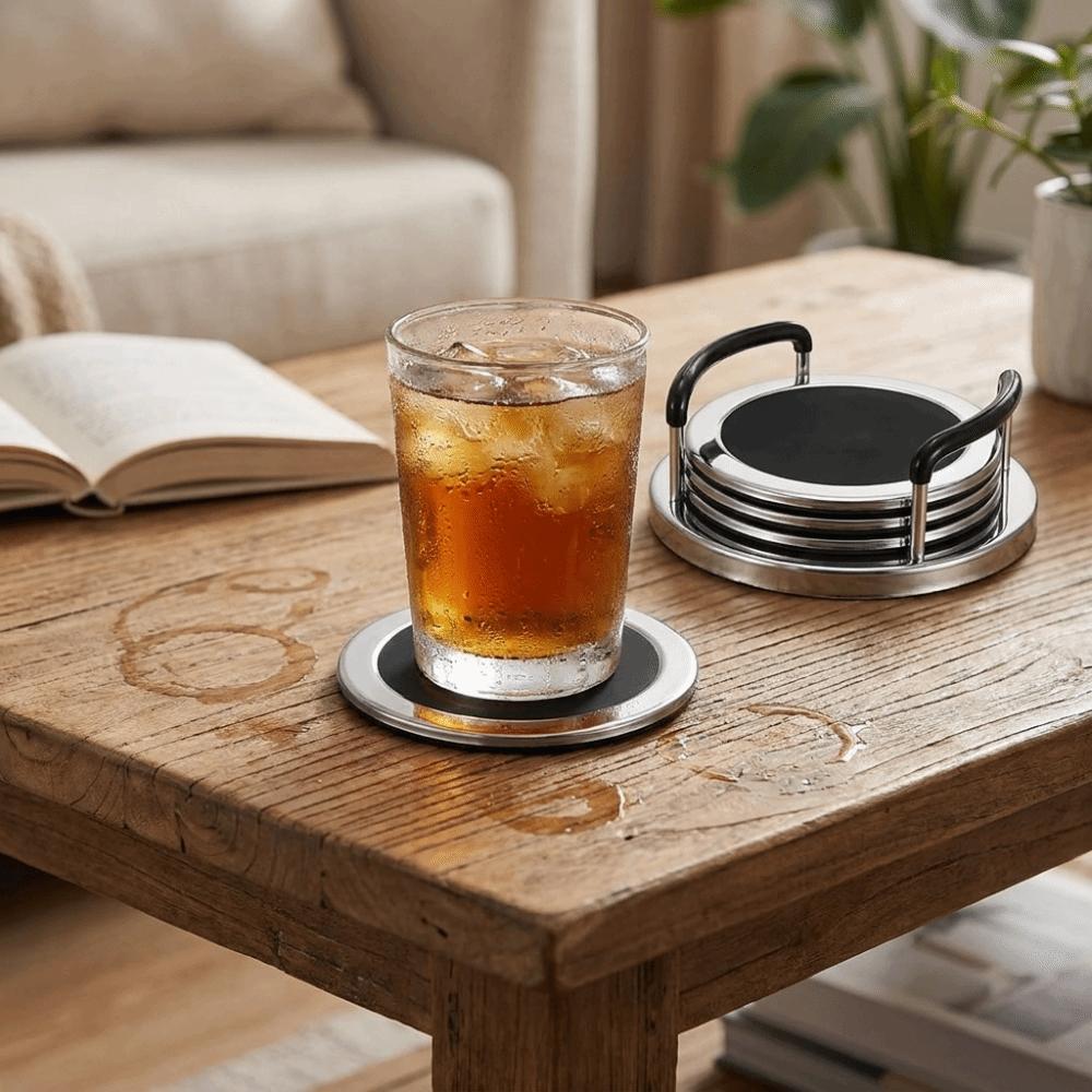 6PCS/SET Waterproof Non-Slip Coaster Minimalist Insulation Cup Mat Table Decor