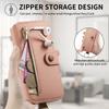 For iPhone 16 Case RFID Blocking Zipper Wallet PU Leather Mobile Cover - Pink