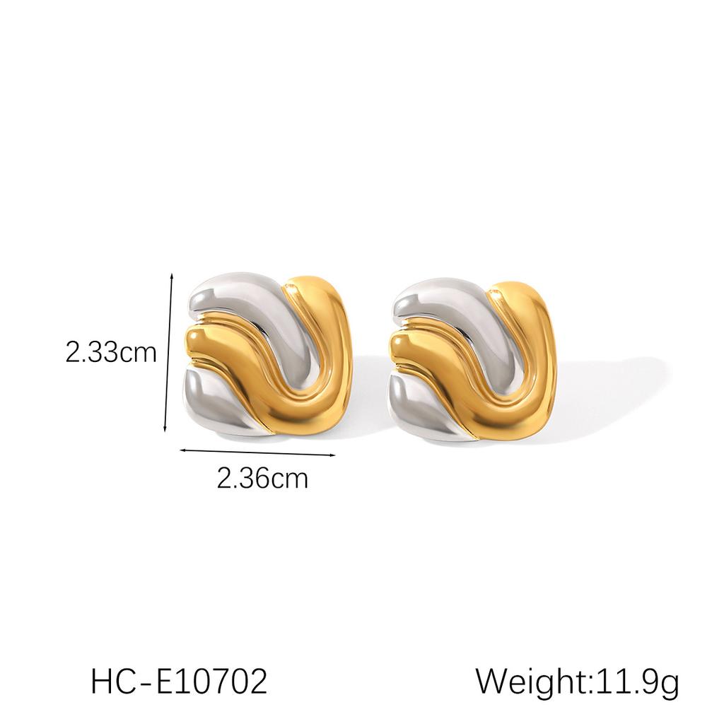 Женские серьги из нержавеющей стали с блочной расцветкой в золотом и серебряном цветах, гладкая геометрическая текстура, солнечная пентаграмма, европейский и американский дизайн, ювелирный подарок