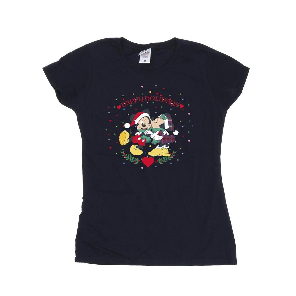 Disney Womens/Ladies Mickey Mouse Mickey Minnie Christmas Cotton T-Shirt