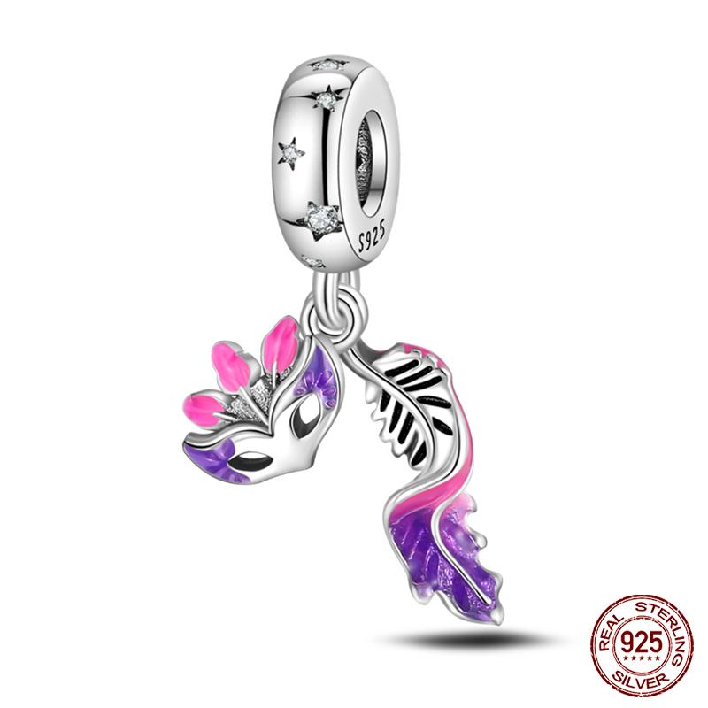 Медь Разноцветная Серия Маскарад Сексуальная Маска Перья Платье Шармы Бусины Подходят для Оригинальных Браслетов Qikaola DIY Ювелирные Изделия