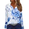Women's T Shirt Tee Button Print Long Sleeve Daily Weekend Fashion Basic V Neck Regular Top