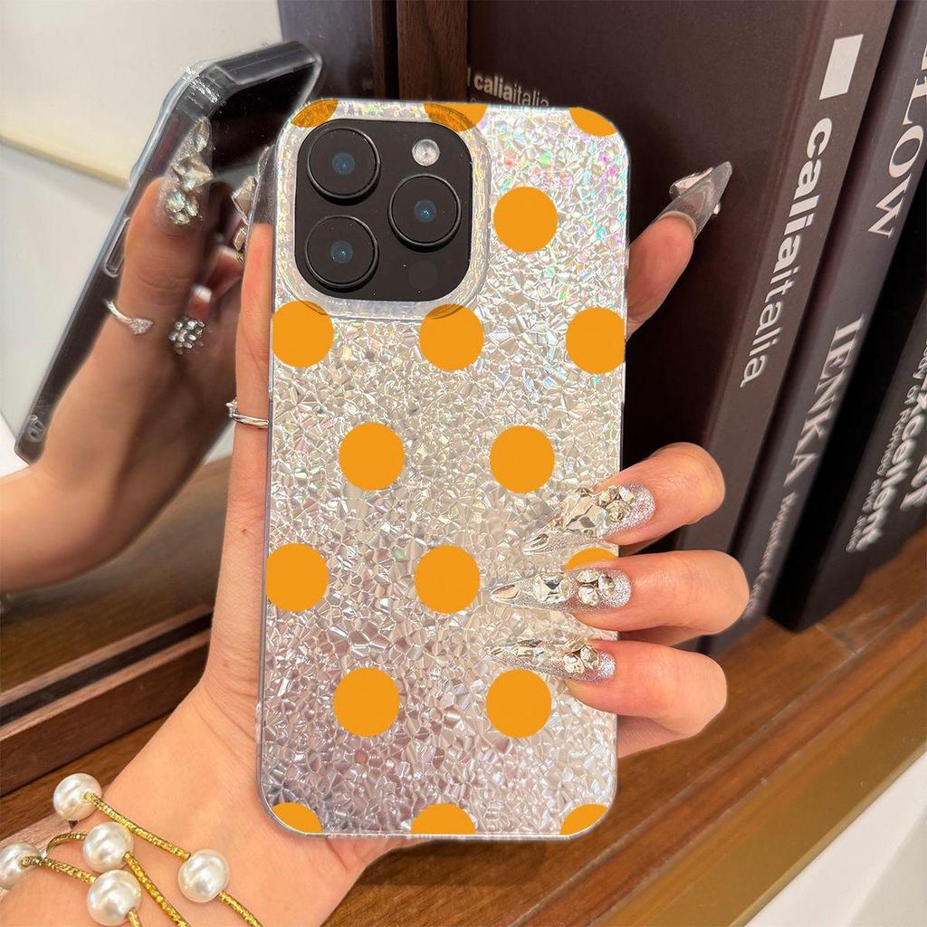 Чехол для iphone 15 XR Air 13 12 11 17 Pro 18 Pro Max 16 Plus XS Max 14 Серебристый Блеск Трескающийся Фон Коричневый Горошек