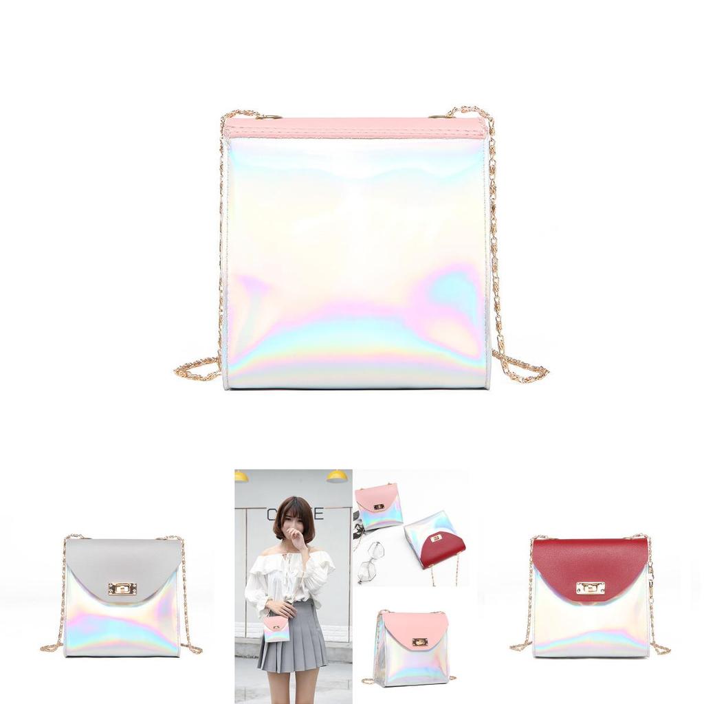 Элегантная модная женская мини-сумка-цепочка с лазерным прозрачным дизайном, на плечо, ручная