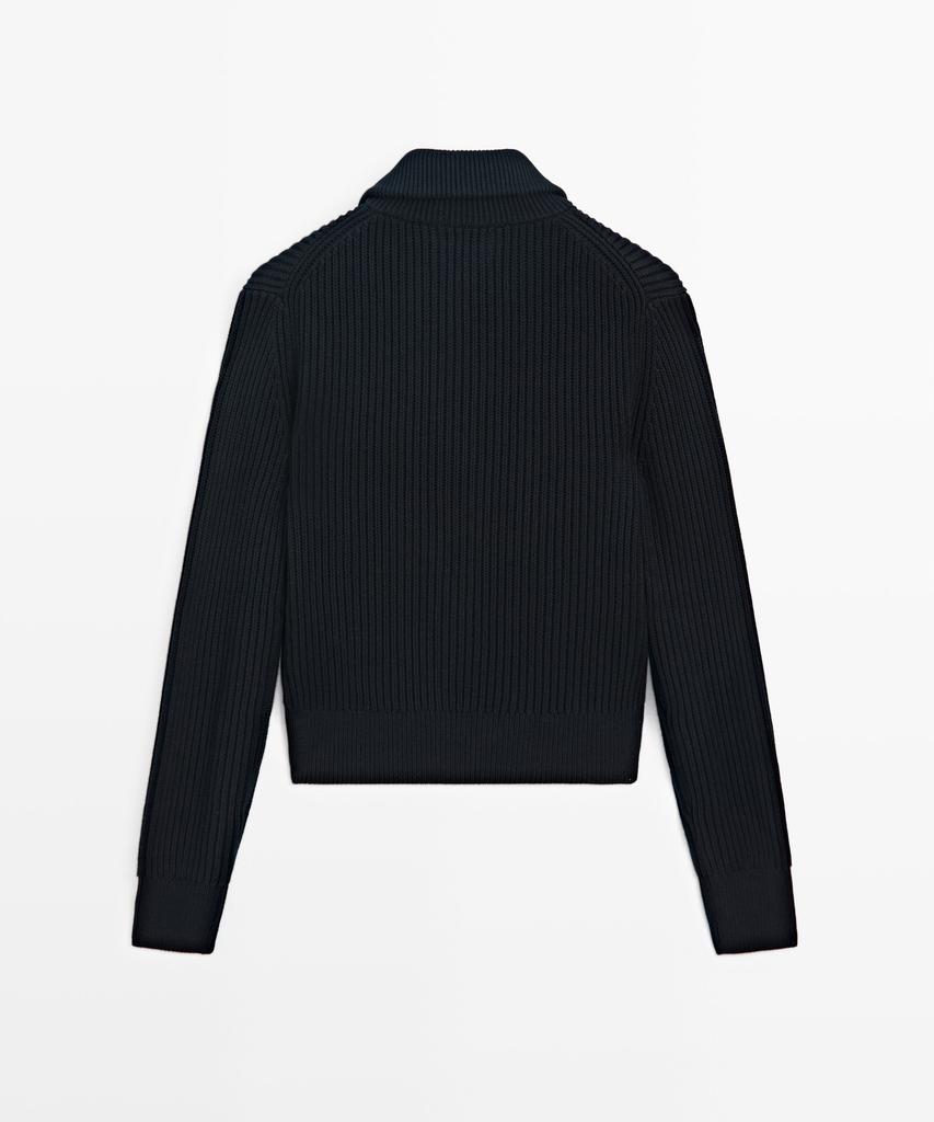Кардиган Massimo Dutti из 100% хлопка с деталью на воротнике