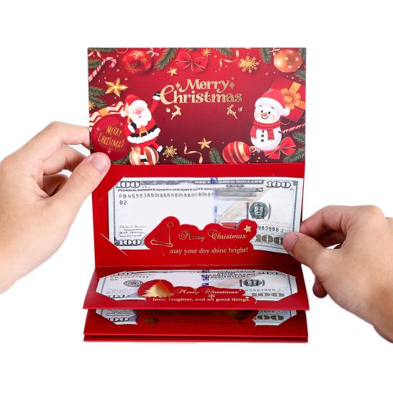 Christmas Cash Gift Envelope 6 Slots Money Gift Card Holders for Cash DIY Holiday Envelope Xmas Party Gifts for Kids Teens Women Men