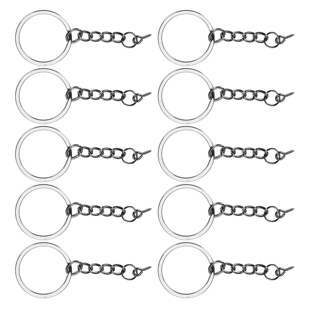 10 шт. DIY брелок с цепочкой Портативный металлический брелок Винт-петля Аксессуар для ювелирных подвесок Цвет оружейный черный