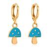 1 Pair Mushroom Shape Rhinestone Drop Earrings Alloy Piercing Bright Color Clip Earrings Jewelry Accessory