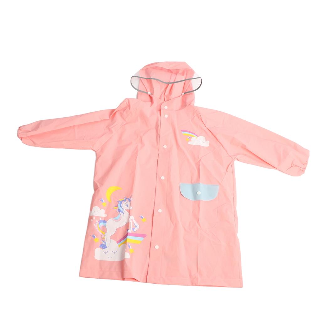 Kids Rain Ponchos with School Bag Cover Reusable Snap Button Kids Rain Jacket Raincoat for Outdoor