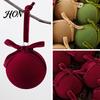 Matte Velvet Holiday Ornaments 15Pcs Christmas Flocking Ball Hanging with Bow Decor, Retro Flocked Tree DIY Decorations Bubbles for Home Decoration,