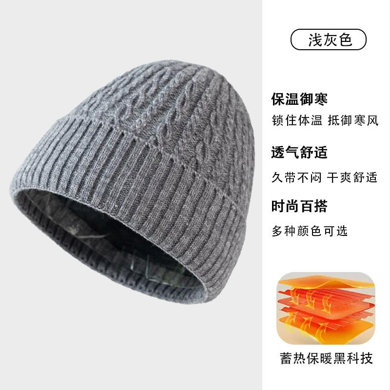 Зимняя шапка мужская ветрозащитная шерстяная шапка взрослая новая плюшевая теплая универсальная уличная вязаная шапка